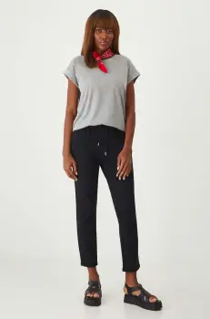 Medicine pantaloni de trening femei, culoarea negru, drept, medium waist imagine