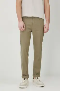 Medicine pantaloni din amestec de in barbati, culoarea verde, mulata imagine