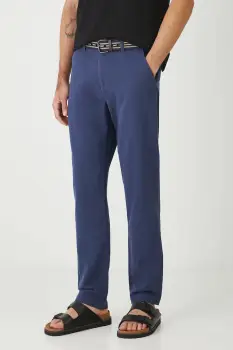 Medicine pantaloni din amestec de in culoarea bleumarin, drept imagine