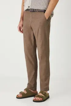 Medicine pantaloni din amestec de in culoarea maro, drept imagine