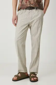 Medicine pantaloni din amestec de in culoarea maro, mulata imagine