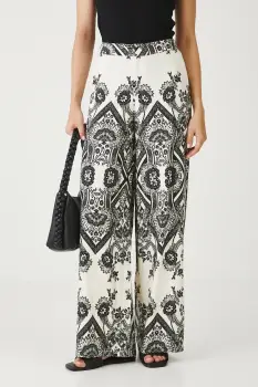 Medicine pantaloni din amestec de in lat, medium waist imagine