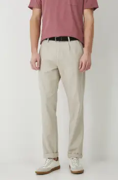 Medicine pantaloni din in barbati, culoarea bej, drept imagine