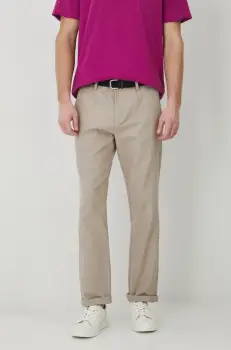 Medicine pantaloni din in barbati, culoarea bej, drept imagine