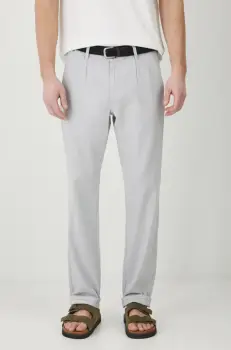 Medicine pantaloni din in barbati, culoarea gri, drept imagine