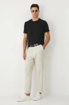 Medicine pantaloni din in culoarea bej, drept imagine