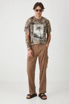 Medicine pantaloni din in culoarea maro, drept imagine