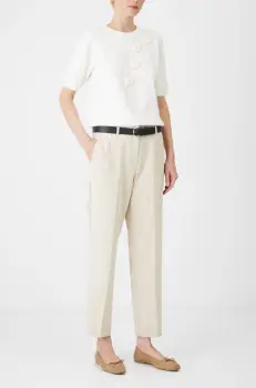 Medicine pantaloni femei, culoarea bej, fason chinos, medium waist imagine