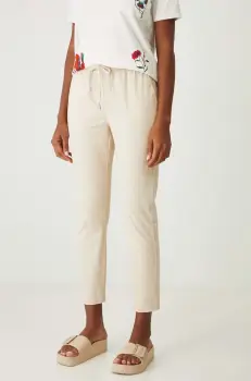 Medicine pantaloni femei, culoarea bej, fason chinos, medium waist imagine