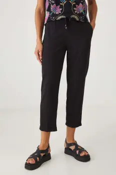 Medicine pantaloni femei, culoarea negru, fason chinos, medium waist imagine