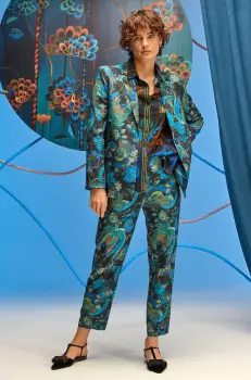 Medicine pantaloni femei, culoarea negru, fason chinos, medium waist imagine