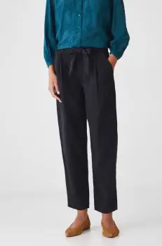 Medicine pantaloni femei, culoarea negru, fason chinos, medium waist imagine