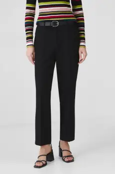 Medicine pantaloni femei, culoarea negru, fason chinos, medium waist imagine