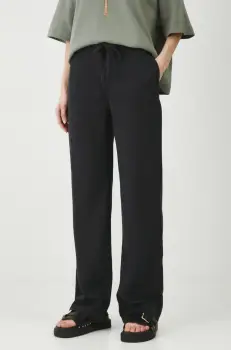 Medicine pantaloni femei, culoarea negru, lat, high waist imagine