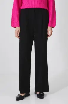 Medicine pantaloni femei, culoarea negru, lat, medium waist imagine