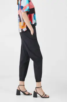 Medicine pantaloni femei, culoarea negru, medium waist imagine