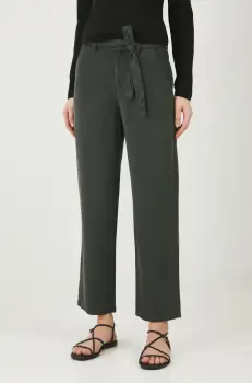 Medicine pantaloni femei, culoarea verde, drept, medium waist imagine