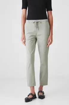 Medicine pantaloni femei, culoarea verde, fason chinos, medium waist imagine