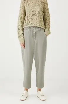 Medicine pantaloni femei, culoarea verde, lat, high waist imagine