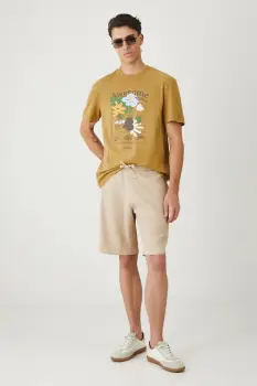 Medicine pantaloni scurti culoarea bej imagine