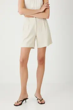 Medicine pantaloni scurti culoarea bej, high waist imagine