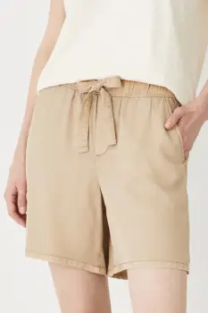 Medicine pantaloni scurti culoarea bej, neted, medium waist imagine