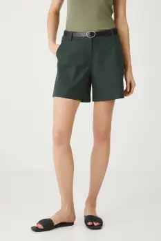 Medicine pantaloni scurti culoarea turcoaz, neted, medium waist imagine