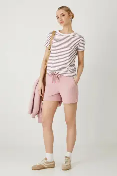 Medicine pantaloni scurti de trening culoarea roz, talie medie imagine