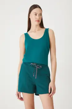 Medicine pantaloni scurti de trening culoarea turcoaz, talie medie imagine