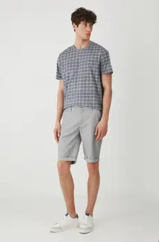 Medicine pantaloni scurti din amestec de in culoarea gri, melanj imagine