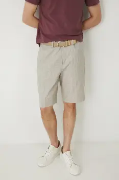 Medicine pantaloni scurti din amestec de in culoarea maro imagine