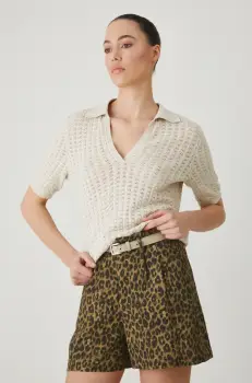 Medicine pantaloni scurti din amestec de in femei, modelator, high waist imagine