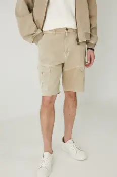 Medicine pantaloni scurti din bumbac barbati, culoarea bej imagine