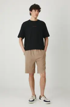 Medicine pantaloni scurti din bumbac barbati, culoarea bej imagine