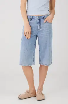 Medicine pantaloni scurti din bumbac femei, neted, high waist imagine