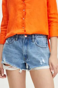 Medicine pantaloni scurti din bumbac femei, neted, medium waist imagine