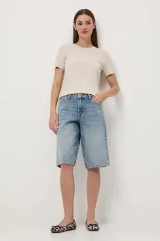 Medicine pantaloni scurti din bumbac uni, high waist imagine