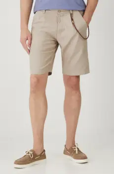 Medicine pantaloni scurti din in barbati, culoarea bej, melanj imagine