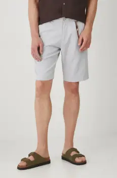 Medicine pantaloni scurti din in barbati, culoarea gri, melanj imagine