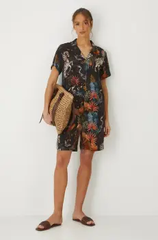 Medicine pantaloni scurti femei, culoarea negru, modelator, high waist imagine