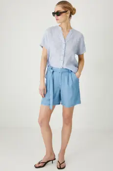 Medicine pantaloni scurti femei, neted, high waist imagine