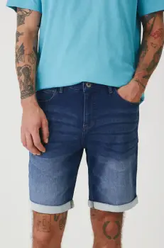 Medicine pantaloni scurti jeans barbati, culoarea albastru marin imagine