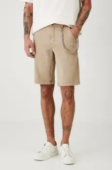 Medicine pantaloni scurti jeans barbati, culoarea bej imagine