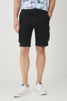 Medicine pantaloni scurti jeans barbati, culoarea negru imagine