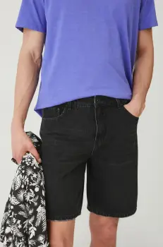 Medicine pantaloni scurti jeans barbati, culoarea negru imagine