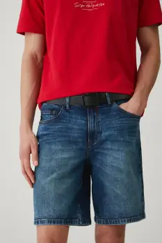 Medicine pantaloni scurti jeans culoarea albastru marin imagine