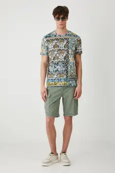 Medicine pantaloni scurti jeans culoarea verde imagine