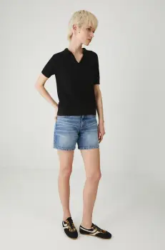 Medicine pantaloni scurti jeans femei, neted, medium waist imagine