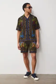 Medicine pantaloni scurti pentru barbati, cu adaos de in imagine