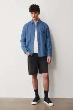 Medicine pantaloni scurti pentru barbati, din denim imagine